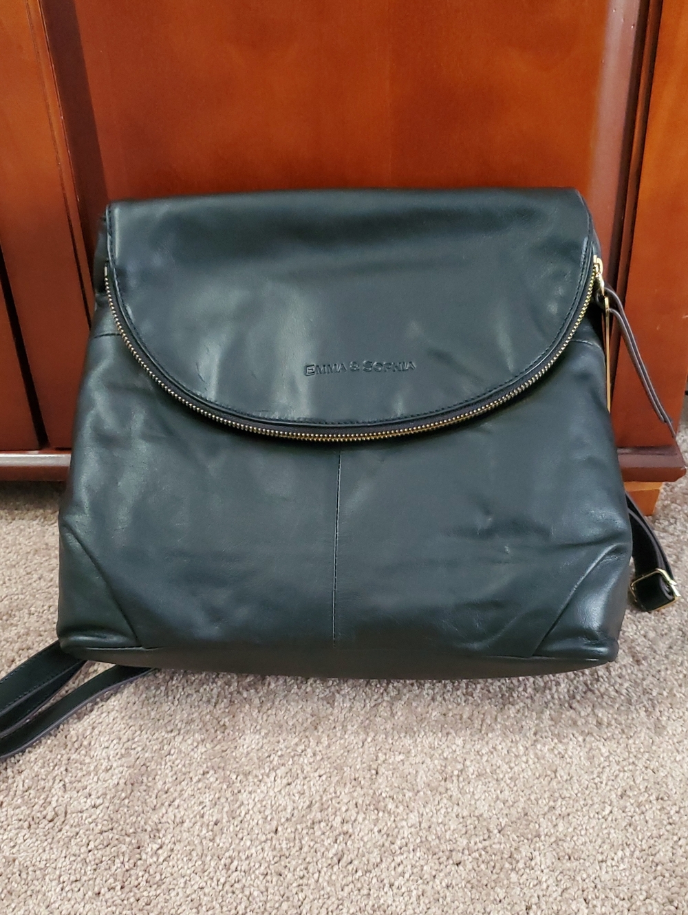 BRAND NEW!!  Emma & Sophia Black Leather Backpack